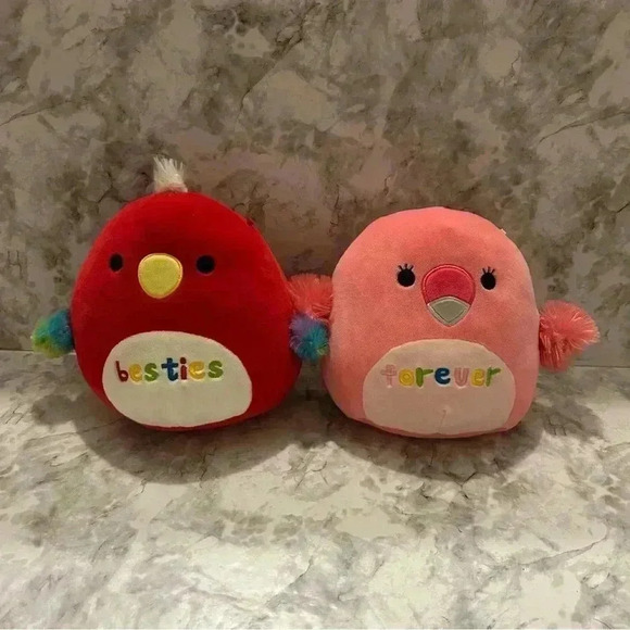Squishmallow Paco the Parrot Cookie the Flamingo “Besties Forever” 7” Plush Set - Picture 1 of 4